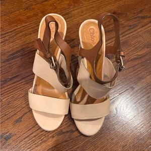 Chloe leather beige sandals size 37/6.5